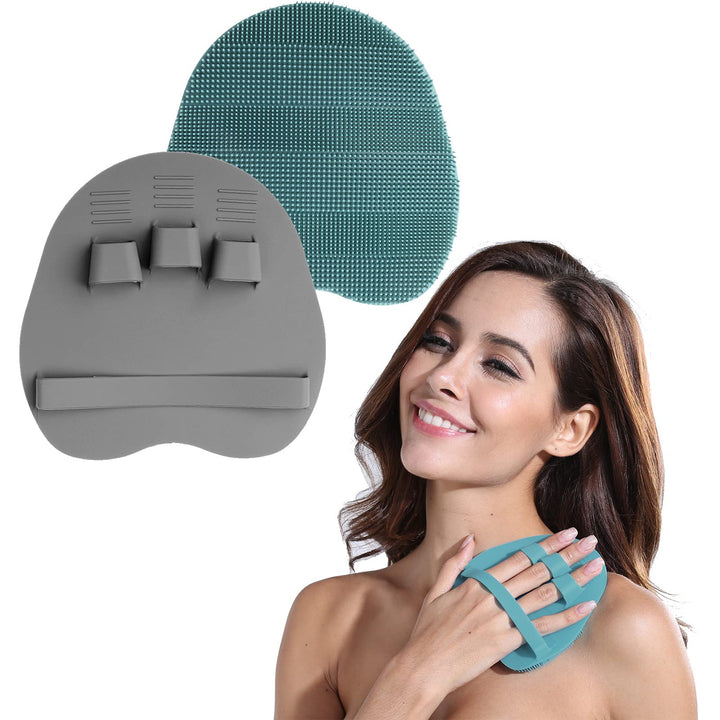 Soft Silicone Body Scrubber Shower Cleansing Brush Exfoliating Glove, Massage Skin Care Tool, for Sensitive and All Kinds of Skin (Pack of 2)