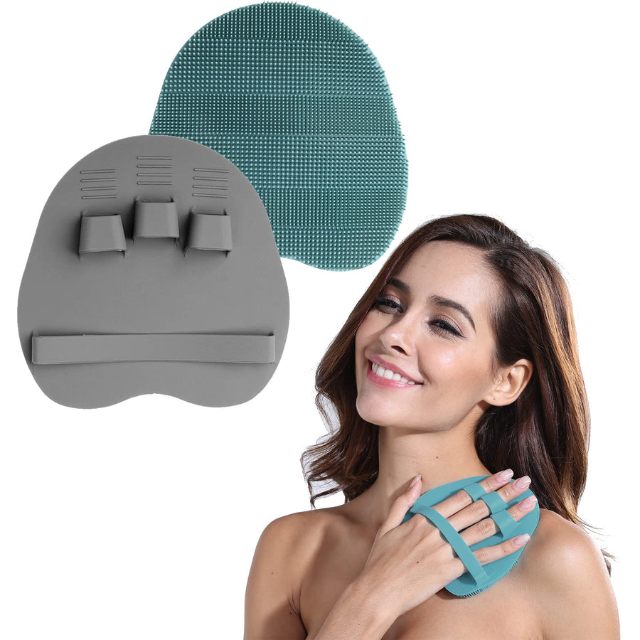 Soft Silicone Body Scrubber Shower Cleansing Brush Exfoliating Glove, Massage Skin Care Tool, for Sensitive and All Kinds of Skin (Pack of 2)