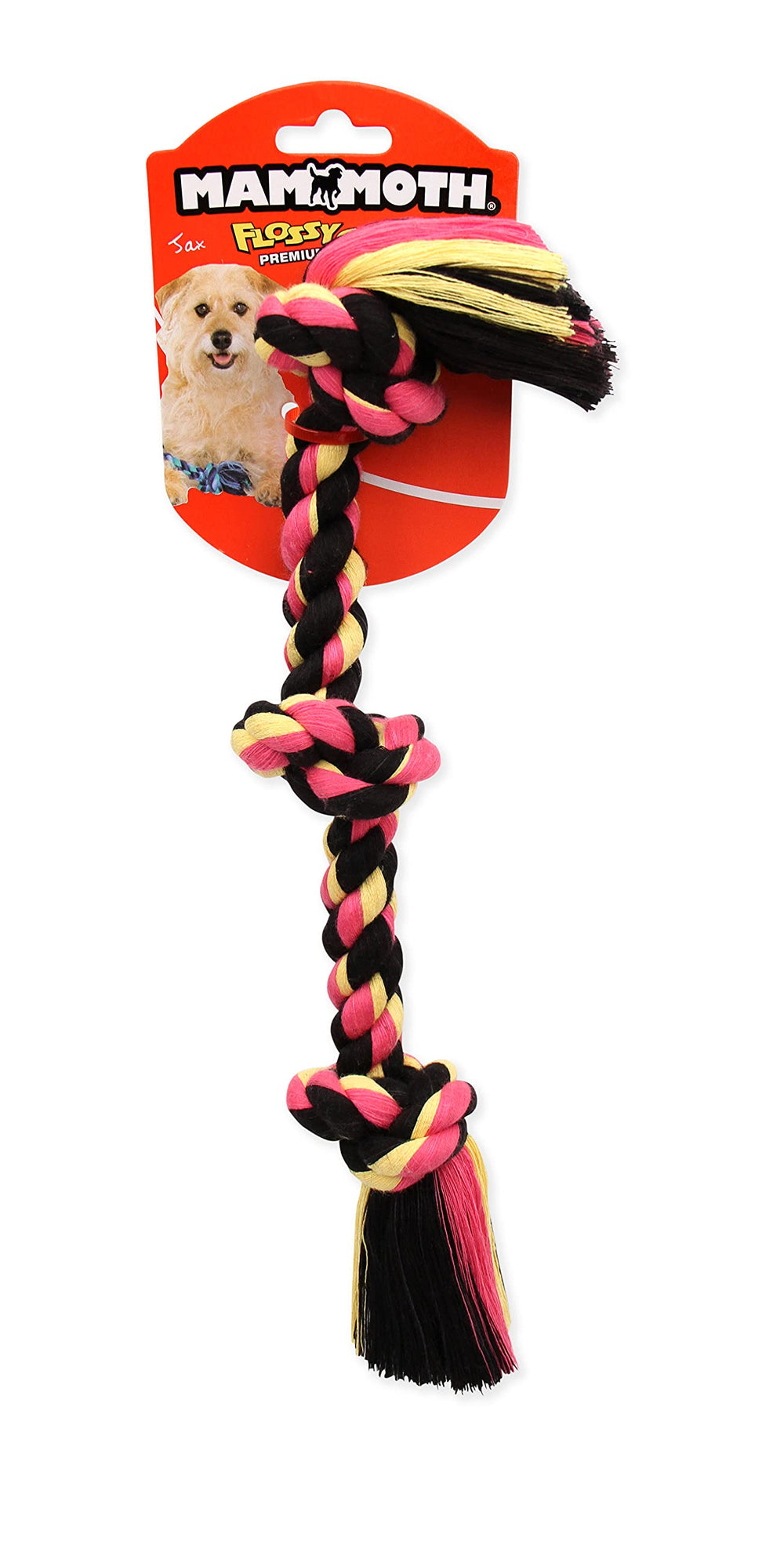 Mammoth Flossy Chews Color Rope Tug – Premium Cotton-Poly Tug Toy for Dogs – Interactive Rope– Dog Chew Toy, Assorted colors