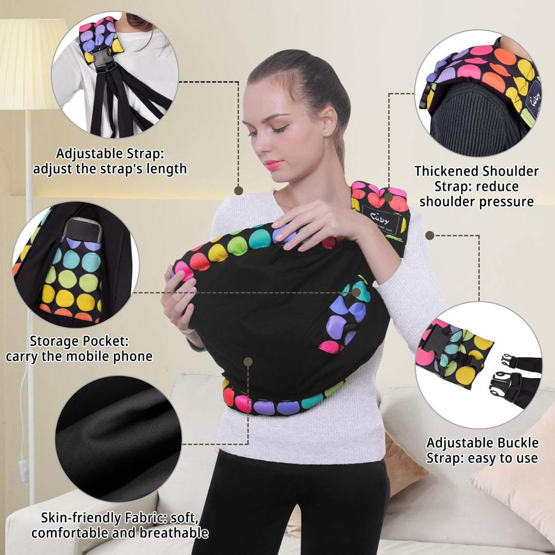 CUBY Baby Carrier, Natural Cotton Baby Sling Baby Holder Extra Comfortable for Easy Wearing Carrying of Newborn, Infant Toddler and Ideal for Baby Registry (Grey Animal)