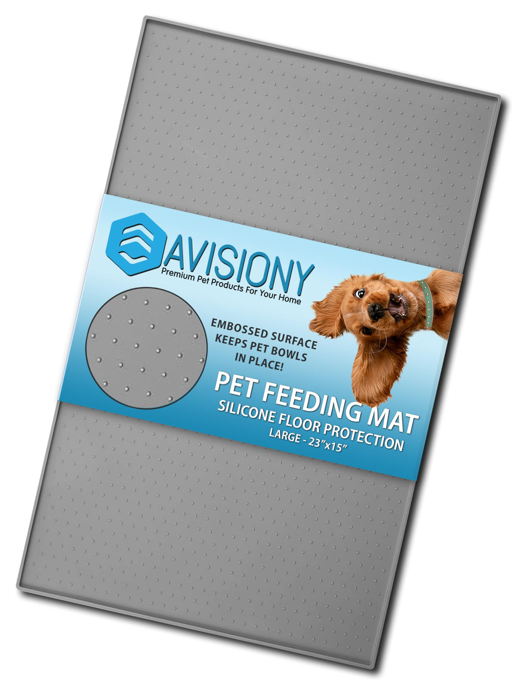Waterproof Raised Edge BPA Free Silicone Pet Feeding Mat, 23x15 Dishwasher Safe Food Mat Contains Spills &amp; Protects Floors, Placemats for Cats and Dogs Water Bowl, Pets Accessories Gray
