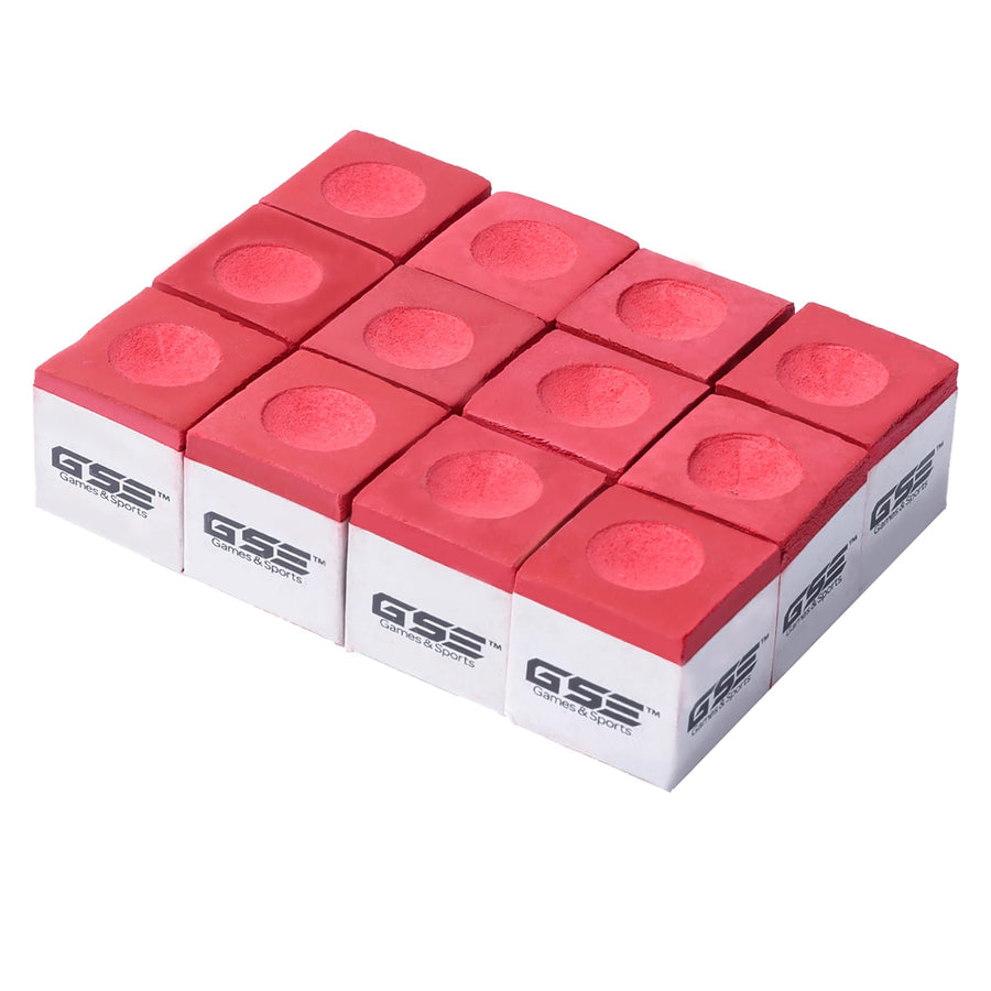 12-Pack Billiard/Pool Cue Chalks, Billiard Pool Table Accessories for Home/Tournament Use (Red)