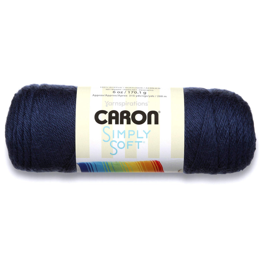 Simply Soft Solids Yarn (4) Medium Gauge 100% Acrylic - 6 oz - Dark Country Blue - Machine Wash & Dry