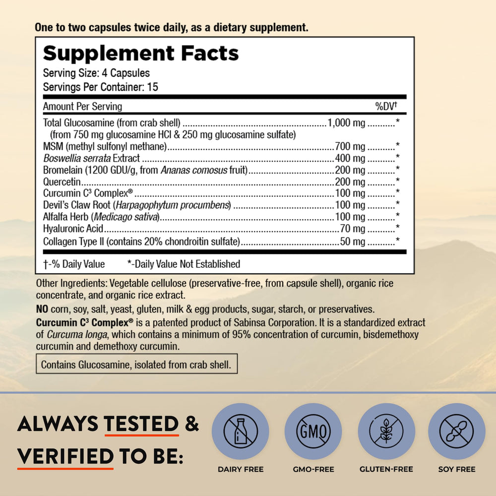 - Joint Solution Advanced, with Curcumin C3 Complex, Glucosamine, Hyaluronic Acid, Bromelain, Collagen Type 2 & MSM, Improves Fluidity & Supports Joint Comfort (60 Capsules)