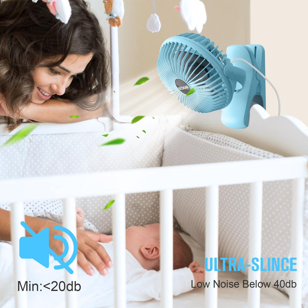 BESKAR Clip on Fan, Portable Small Desk Fan with Strong