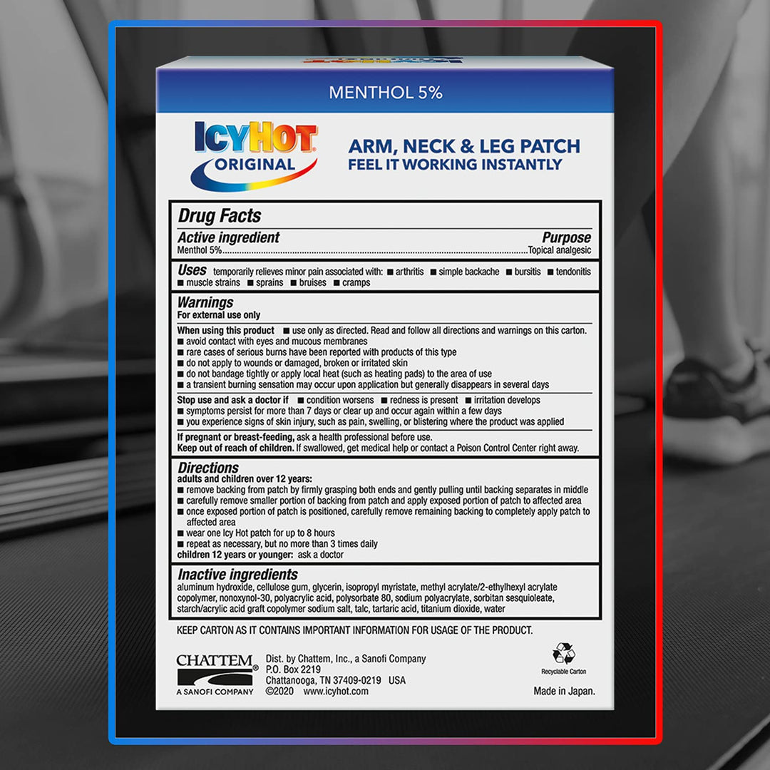 Icy Hot Original Small Pain Relief Patches (5 Count) Powerful Targeted Relief for Arm, Neck & Leg