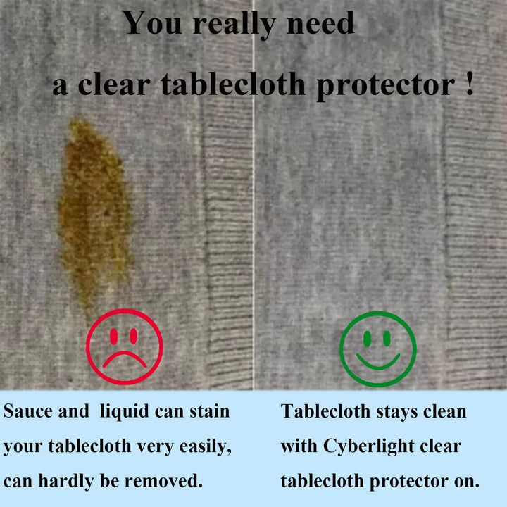 Clear Table Protector Oval 51 in x 70 in Plastic Vinyl Transparent Cloth Waterproof Tablecloth Kitchen Dining Room Furniture Wood Cover Protector