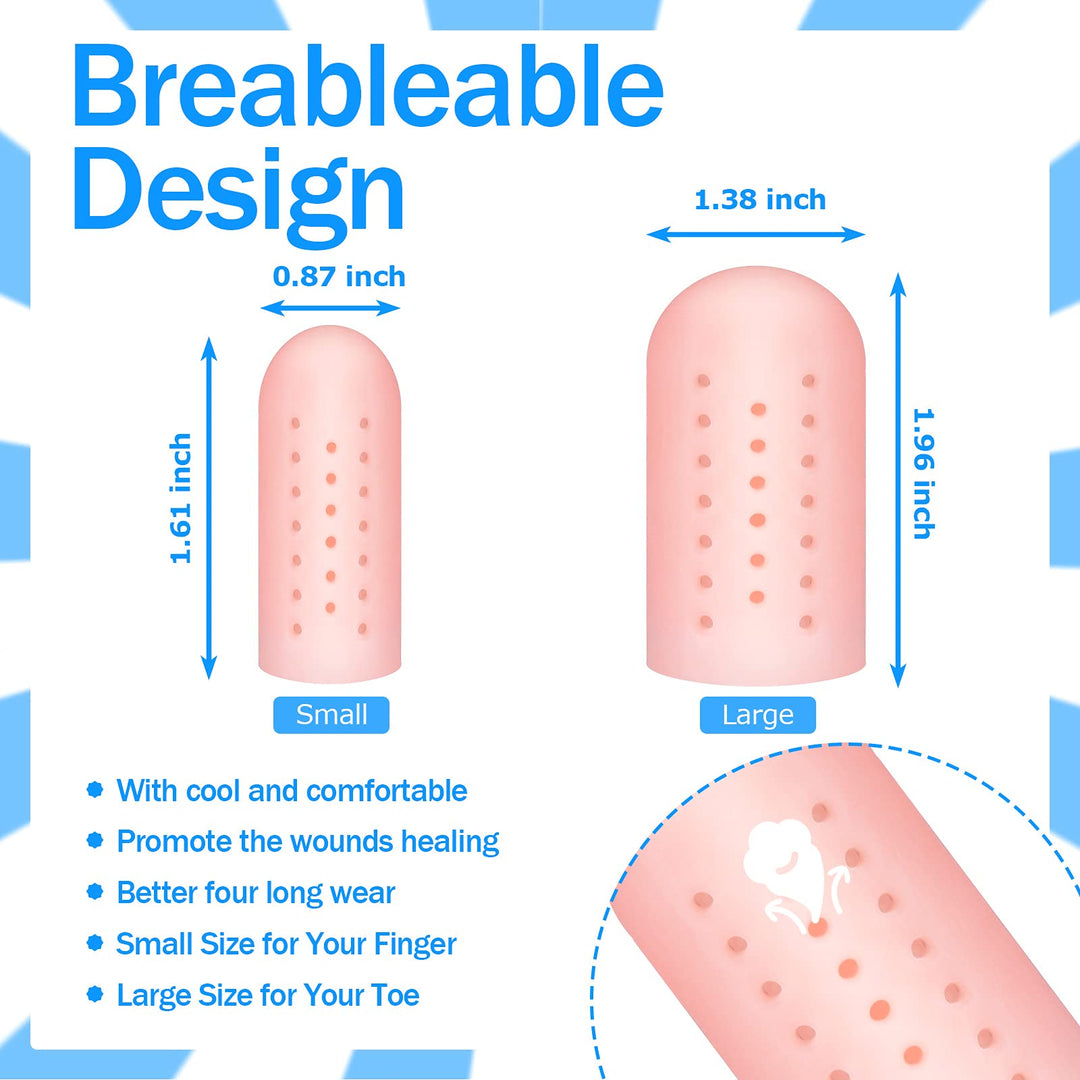 20 Pieces Silicone Finger Protectors Finger Caps with Holes for Wound, Breathable Finger Cots Finger Cover Sleeves for Finger Cracking, Eczema, Trigger Finger, Blisters, Corn, Broken Toe (Nude Color)