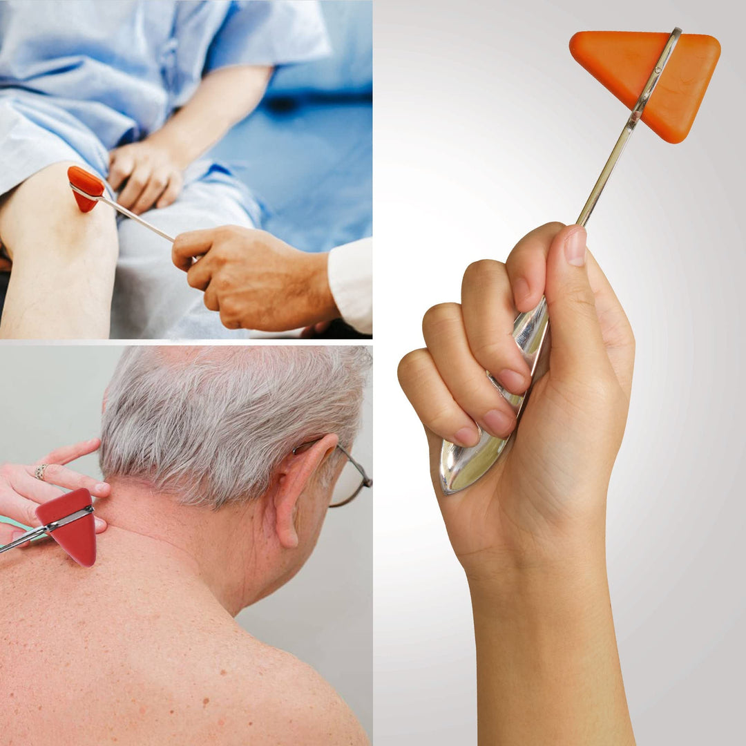 Diagnostics Kit - Percussion Taylor Reflex Hammer + C 128 &amp; C 512 Tuning Forks + Bandage Scissors + Pupil Gauge Pen Light in Carrying Case - 6 Pieces Set - Silver