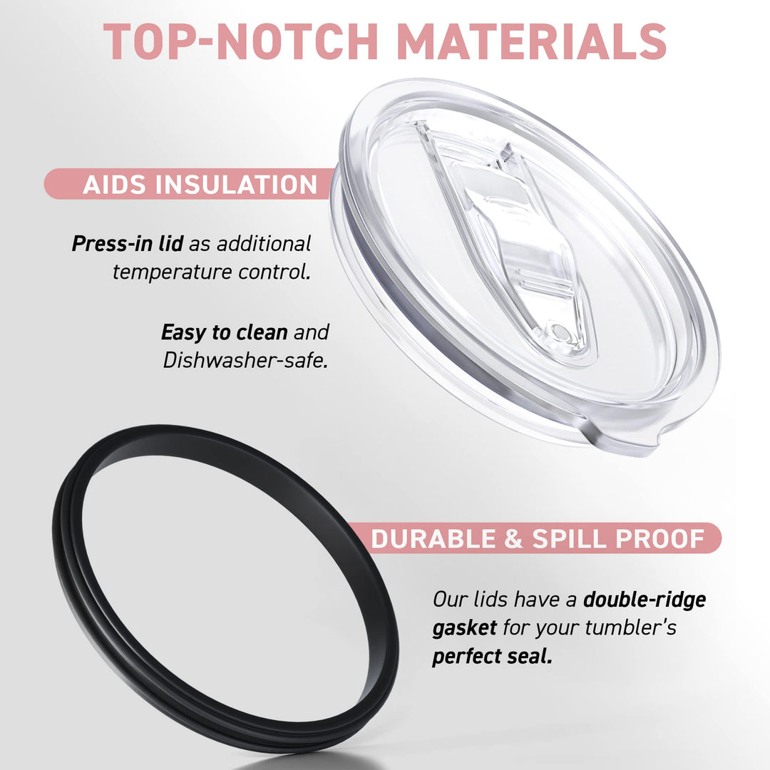 2 Wine Tumbler Silicon Lids 12 oz Spill Proof - No Leak Splash Proof Replacement Silicon Slider Locking Closure, 2 Lid For Tumbler,Open/Close 3 Inch Diameter by C&amp;Berg Model 2020