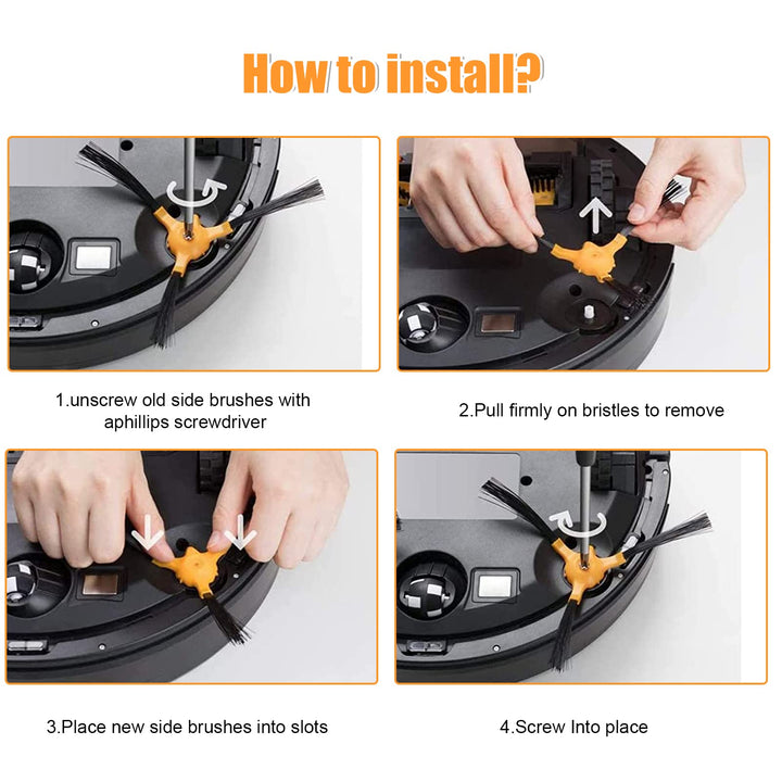 3-Packs Replacement Parts Side Brushes for Ecovacs DEEBOT N79S N79 DN622 DN620 Robotic Vacuum Cleaner,Sweeping Robot Accessories