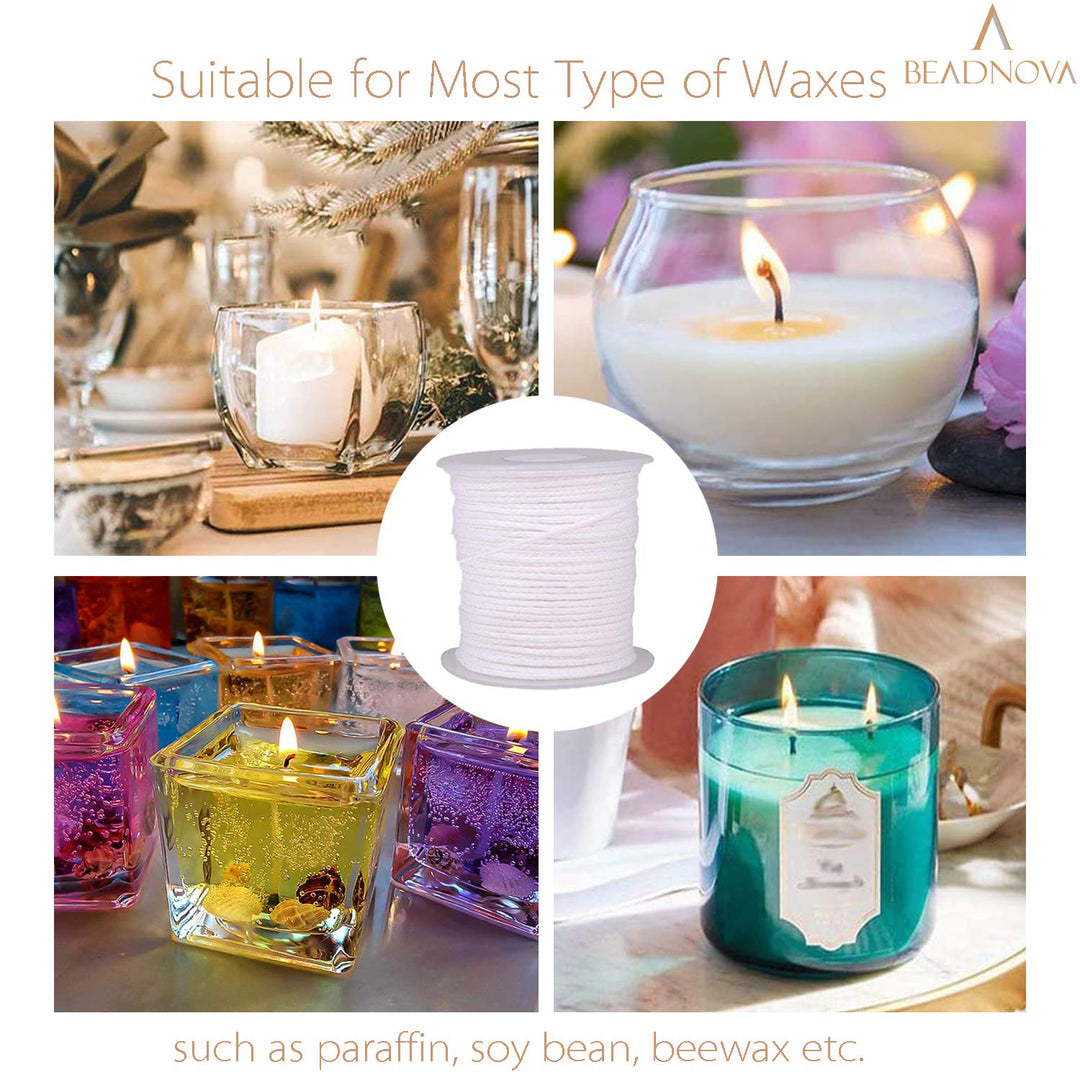 Candle Wick 400 ft Braided Cotton Candle Wick Core Braided Wick for Candle Making and Candle DIY (122m/134yard/400 Foot)