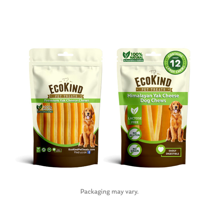 EcoKind Premium Gold Yak Cheese Himalayan Dog Chews, Dog Treats Large Breed, All Natural, High Protein Dog Chew, Cheese, Large - 12+ Chews (3 lbs)
