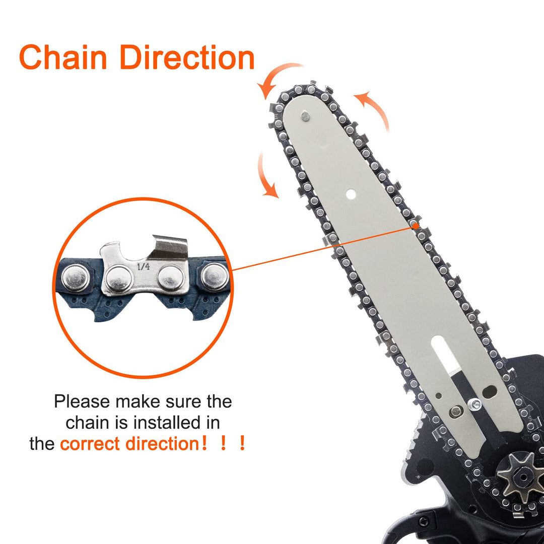 6 Inch Mini Chainsaw Chain and Guide Bar Set, 6-Inch Replacement Saw Chain Bar for 6 Mini Cordless Electric Portable Battery Powered Handheld Chainsaw (1 Chain+1 Bar)