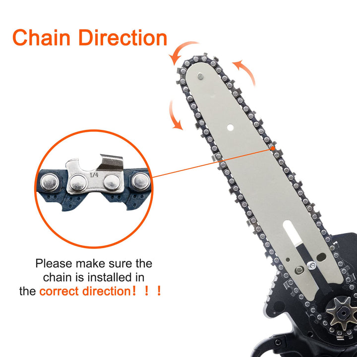 6 Inch Mini Chainsaw Chain and Guide Bar Set, 6-Inch Replacement Saw Chain Bar for 6 Mini Cordless Electric Portable Battery Powered Handheld Chainsaw (1 Chain+1 Bar)
