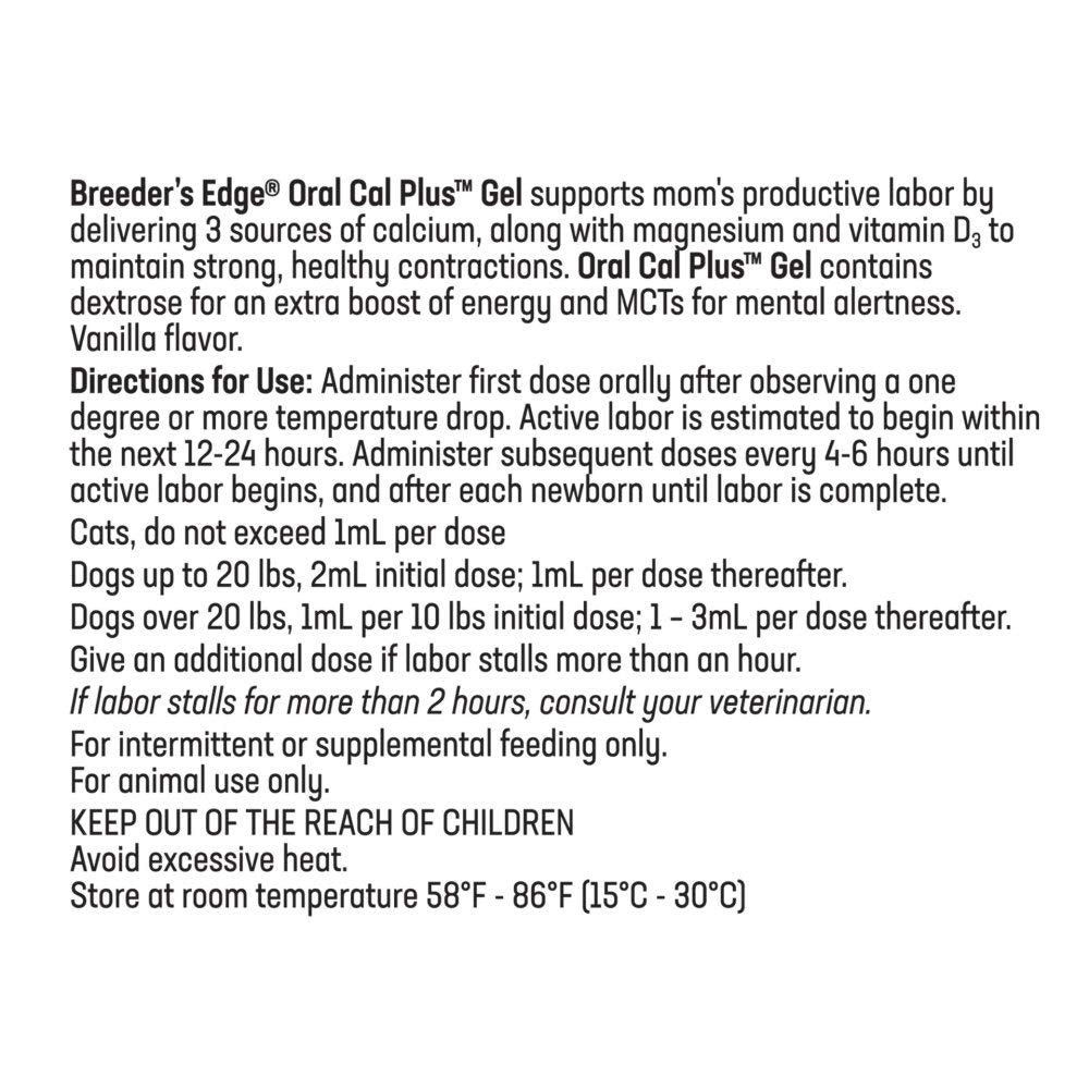 Breeder's Edge Oral Cal Plus- Fast-Absorbing Oral Calcium Supplement - 30 ml Paste