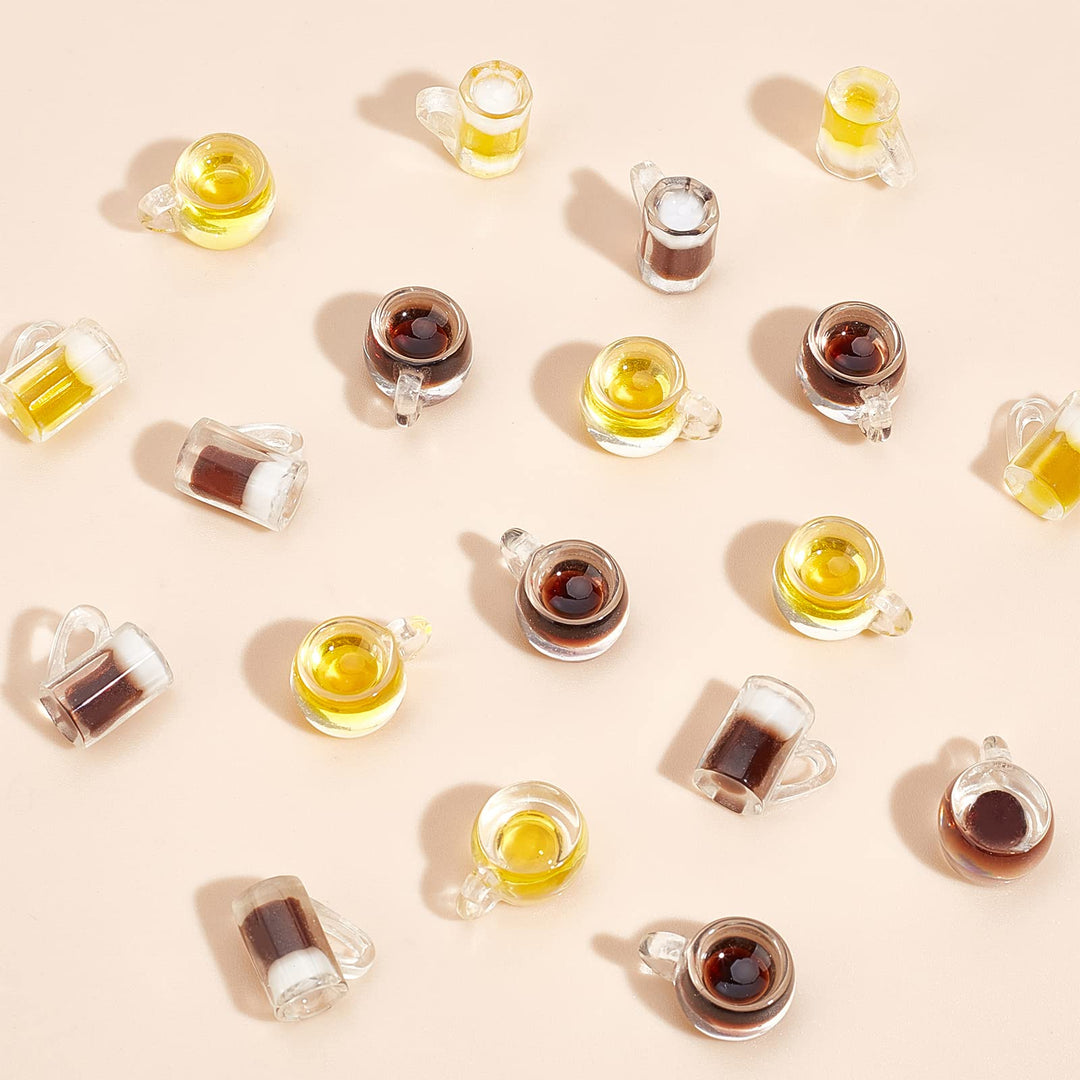 arricraft 48 Pcs Resin Tea Charms, 6 Styles Beer Cup Pe