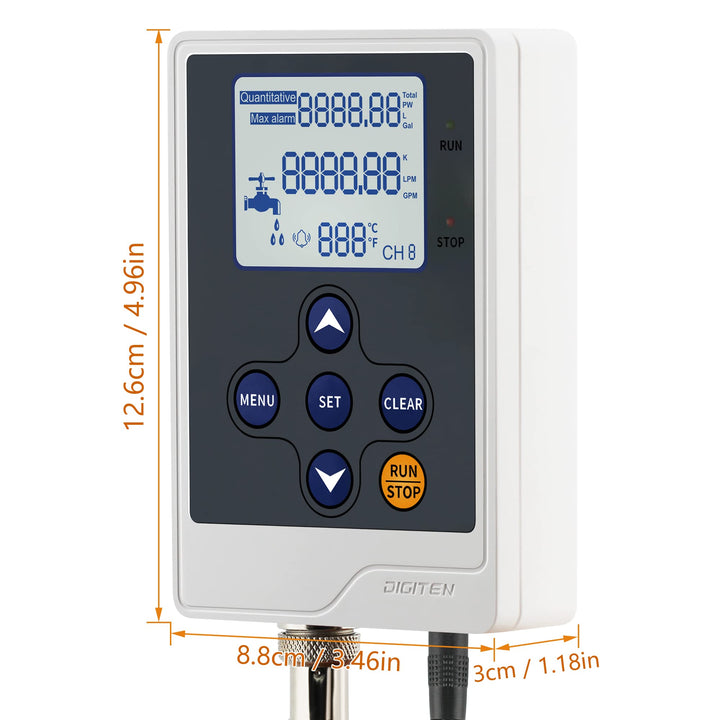 DIGITEN Water Liquid Flow Rate Volume Digital Display F