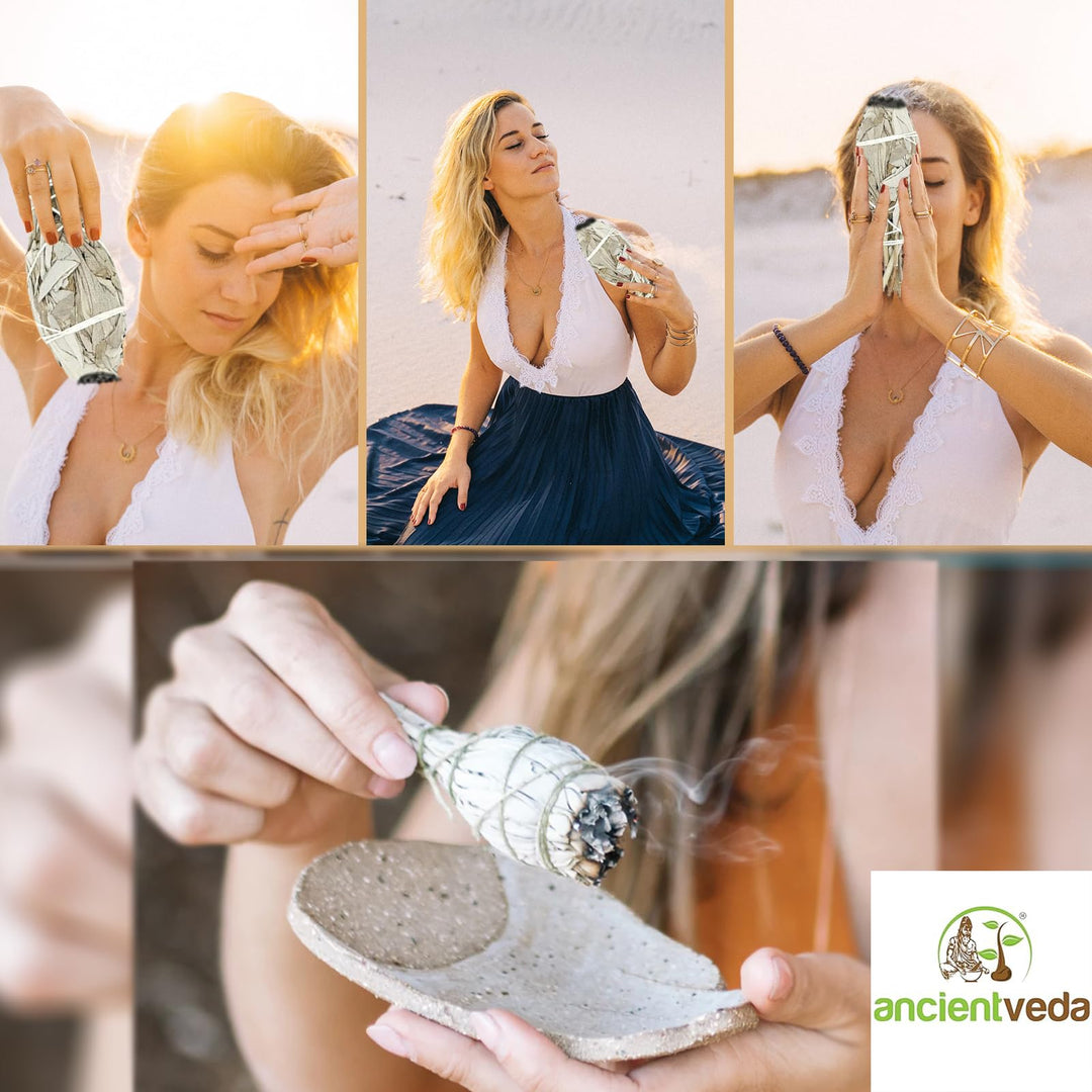 Smudge Sticks 3 Pack for Cleansing House, Meditation, Yoga, Negative Energy Cleanse, and Smudging with Starter Guide | 4 Inch Organic Sage Bundles (White Sage Torch)