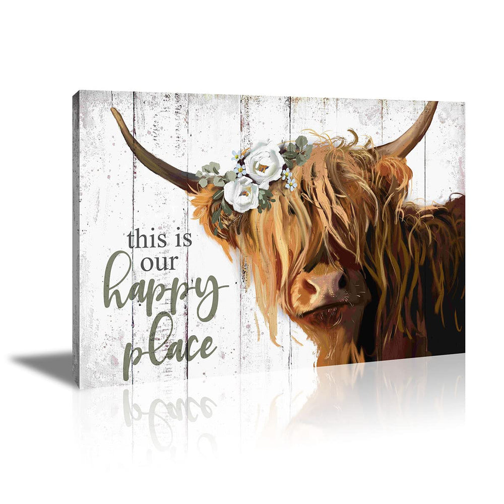 Highland Cow Wall Art - This Is Our Happy Place Inspira