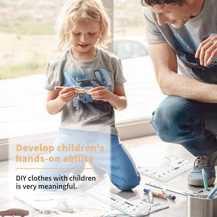 4PCS T-Shirt Ruler Guide, Tshirt Ruler Guide for Vinyl and Sublimation, T Shirt Alignment Tool Set for Making Fashion Center Design, T-Shirt Measuring Ruler Guide for Adult Youth Toddler (A)