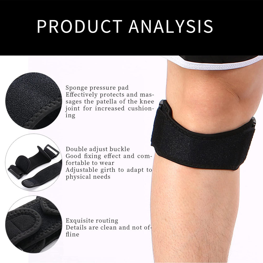 HSManLian Patella Knee Strap Adjustable Knee Brace Patellar Tendon Support for Running Soccer Basketball Volleyball black