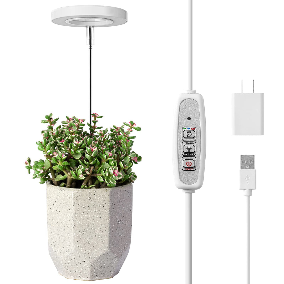 Grow Light, Full Spectrum LED Plant Light for Indoor Plants, Height Adjustable Growing Lamp with Auto On/Off Timer 4/8/12H, 4 Dimmable Brightness, Ideal for Small Plants