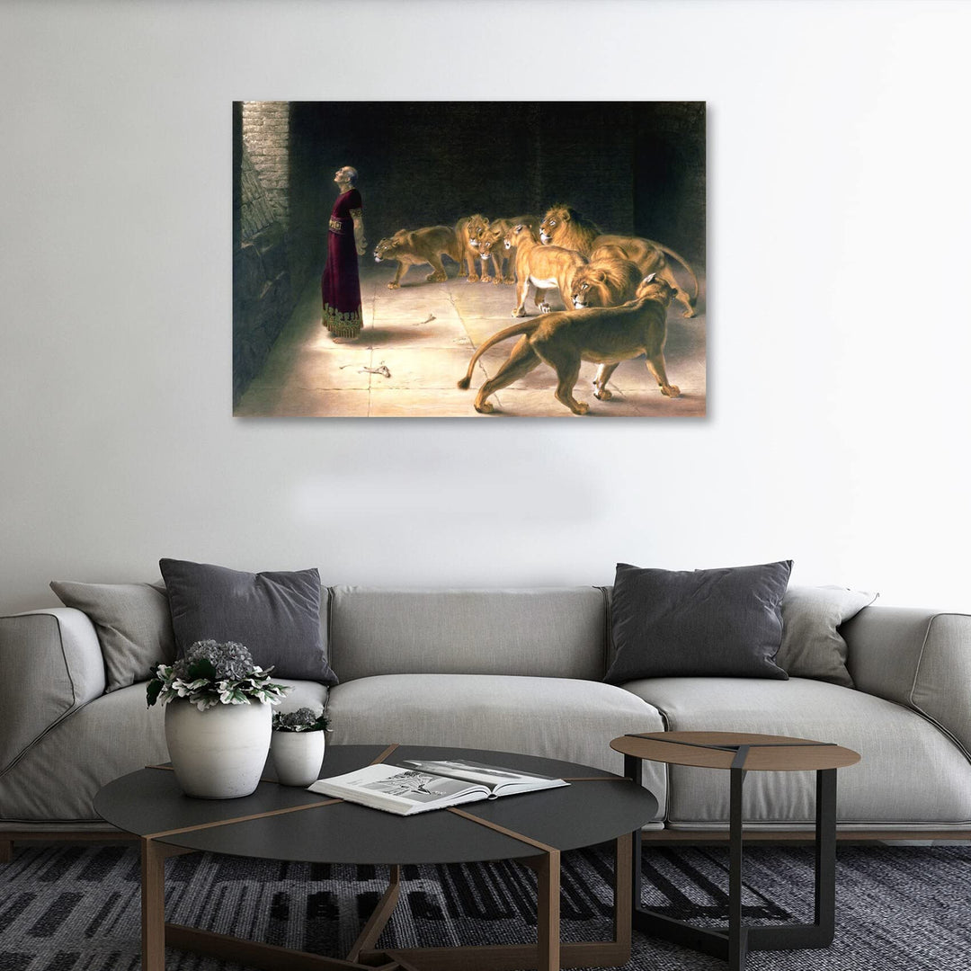 Wall Art Posters Daniel in The Lions Den (Daniel&#39;s Answer to The King) Canvas Art Posters for Living Room, Bedroom, Office, 12x18 unframed