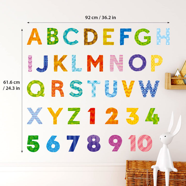 DS9-4003 Uppercase Alphabet Letter Numbers Kids Wall Stickers Wall Decals Peel and Stick Removable Wall Stickers for Kids Nursery Bedroom Living Room