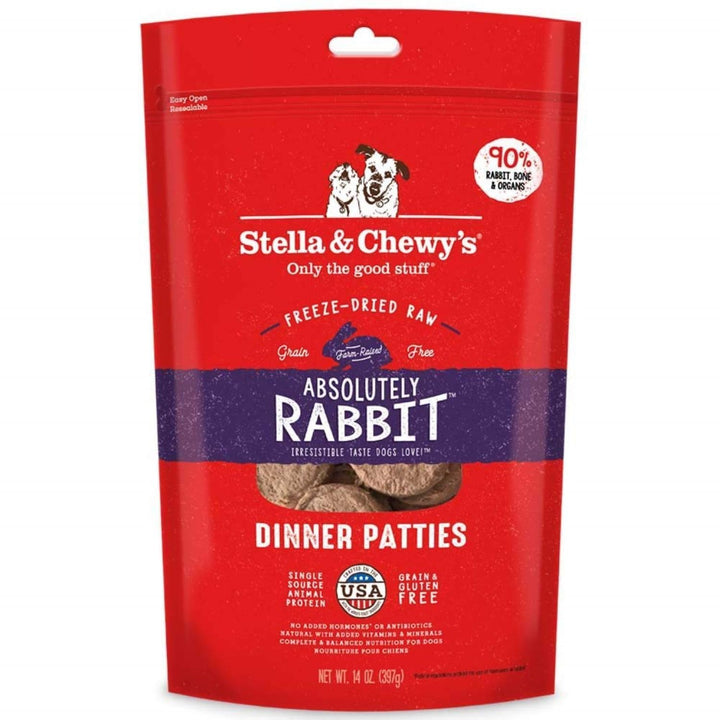 Stella &amp; Chewy&#39;s Freeze Dried Raw Dinner Patties – Grain Free Dog Food, Protein Rich Absolutely Rabbit Recipe – 14 oz Bag