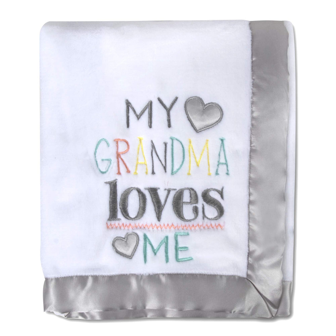 30x40 Fleece Baby Nursery Blanket with Satin Trim for Boys, Girls, and Unknown Gender Baby (Grandma's Love)