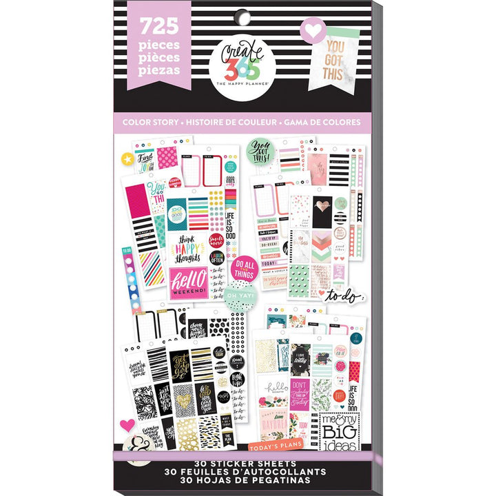 me &amp; my BIG ideas Sticker Value Pack - The Happy Planner Scrapbooking Supplies - Classic Color Theme - Multi-Color &amp; Gold Foil - Great for Projects &amp; Albums - 30 Sheets, 725 Stickers Total