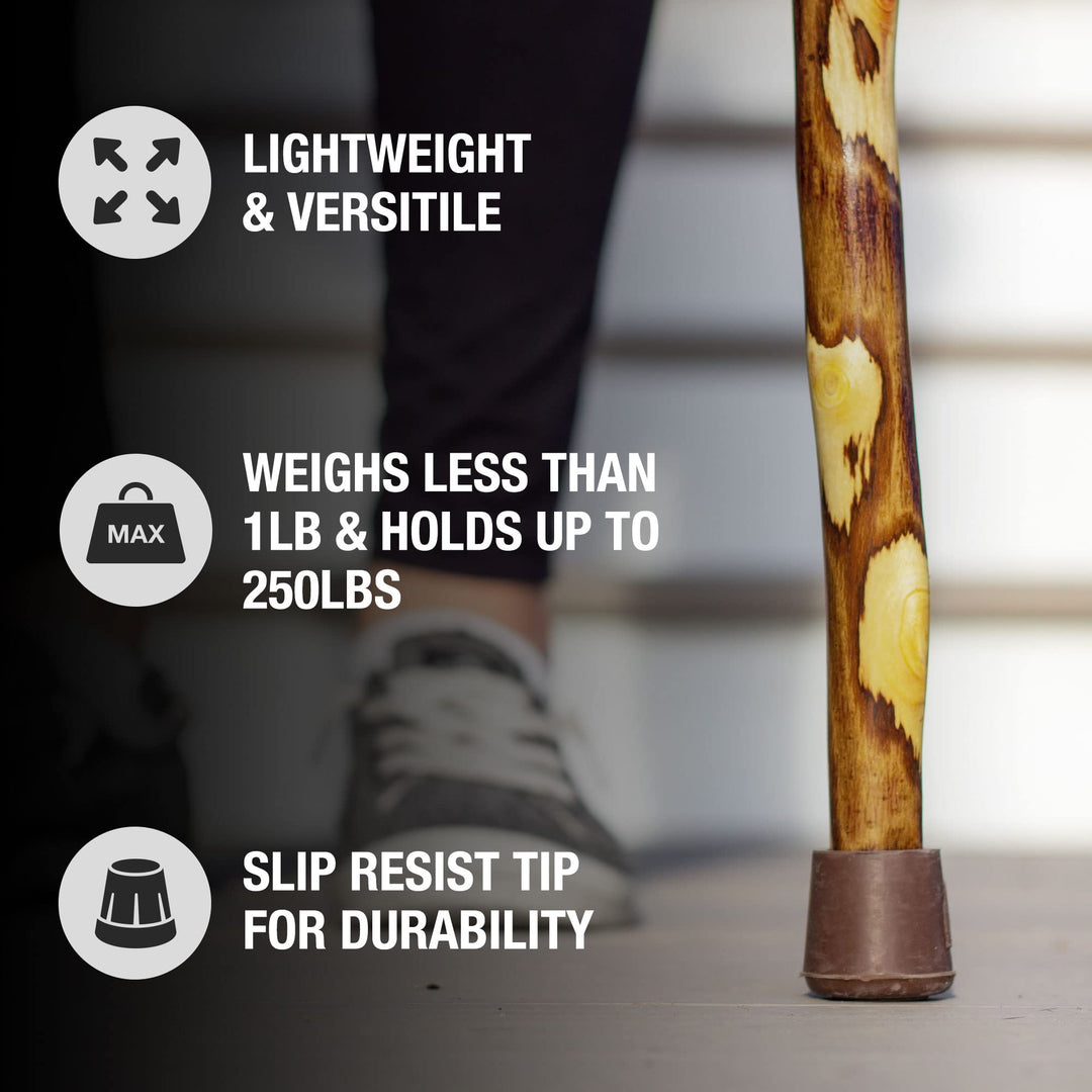 Free Form Hawthorn Wood Walking Stick Hiking Trekking Pole, 48 Inch, Made in the USA