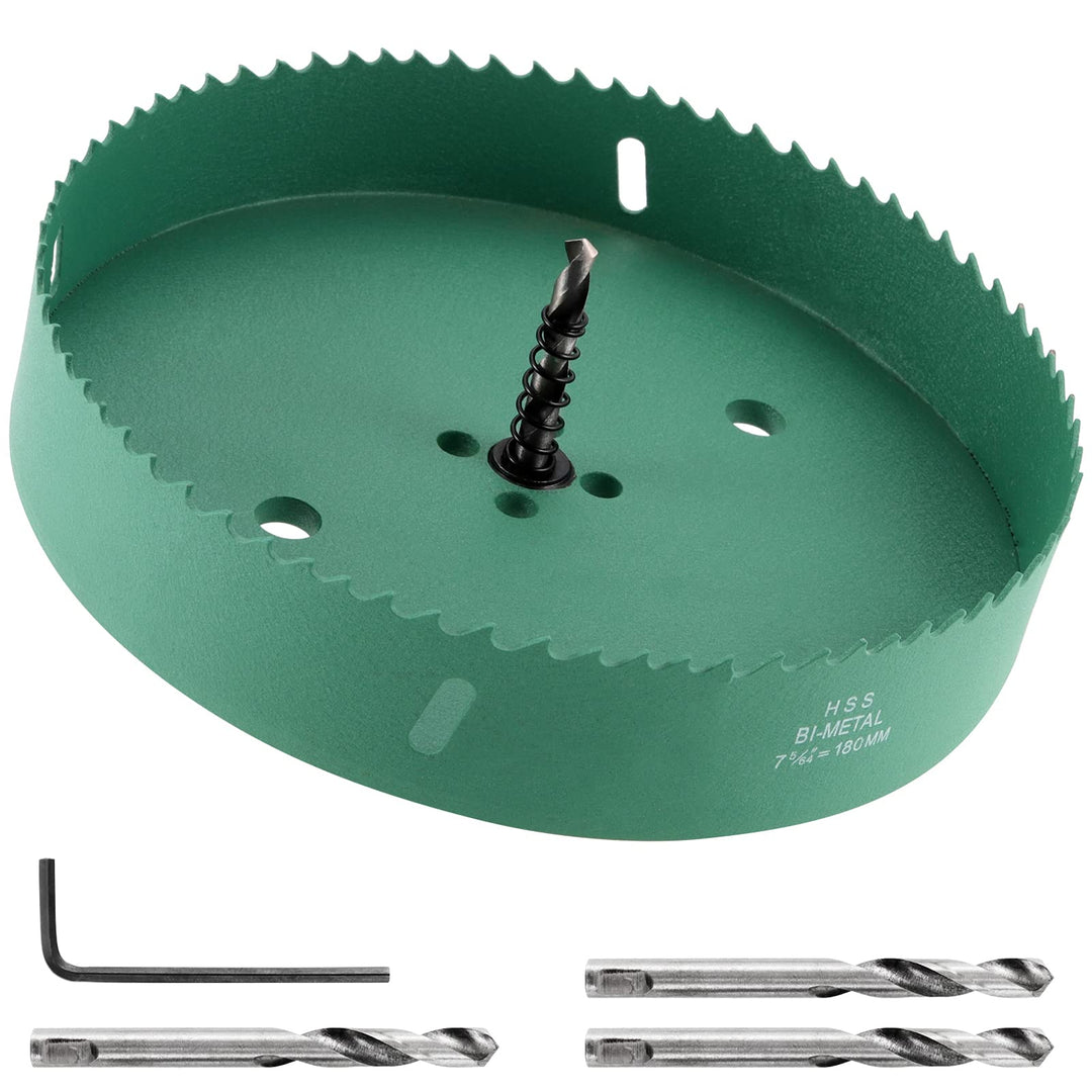 7 Inch Hole Saw for Woodworking, 180mm Cutting Depth Upgraded HSS Bi-Metal Heavy Duty Hole Cutter for Fast Cutting Wood Metal Plastic Materials
