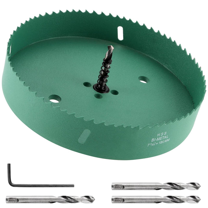 7 Inch Hole Saw for Woodworking, 180mm Cutting Depth Upgraded HSS Bi-Metal Heavy Duty Hole Cutter for Fast Cutting Wood Metal Plastic Materials