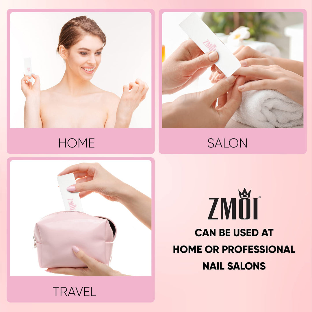 ZMOI Nail Buffer Blocks – 10 PCS Natural & Acrylic Nail Buffer – 4-Way Medium Grit Buff Nail Block for Smooth Nails – Easy to Use Nail Art Tips Tool – Lightweight and Durable (Pink/White)