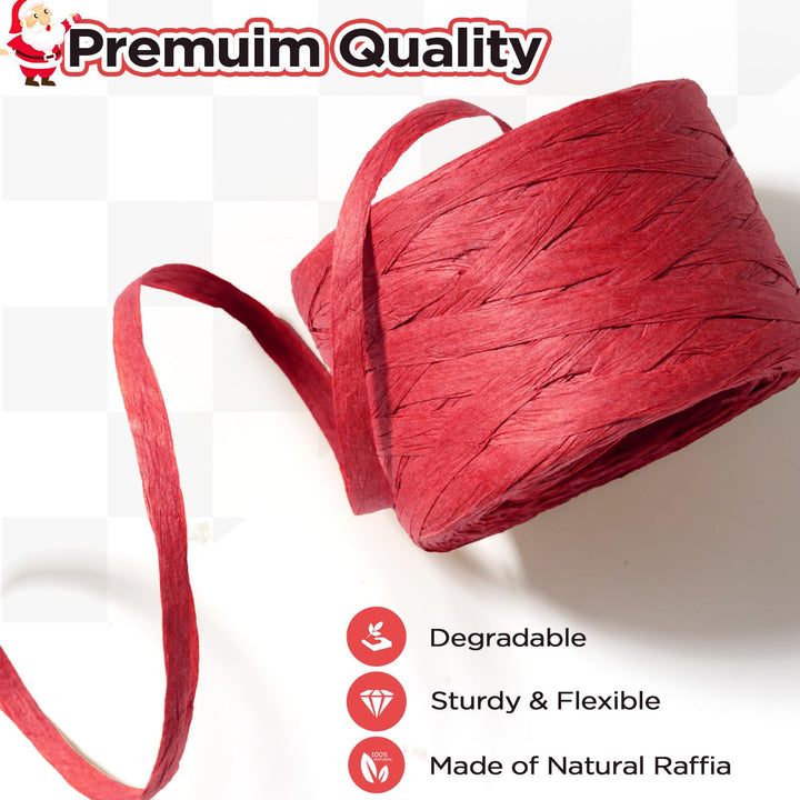 3 Roll Raffia Ribbon String, 984 Feet Christmas Gift Wrapping Raffia Paper String Ribbon Packing Paper Twine for Craft DIY Supply Christmas, 328Feet Each Roll