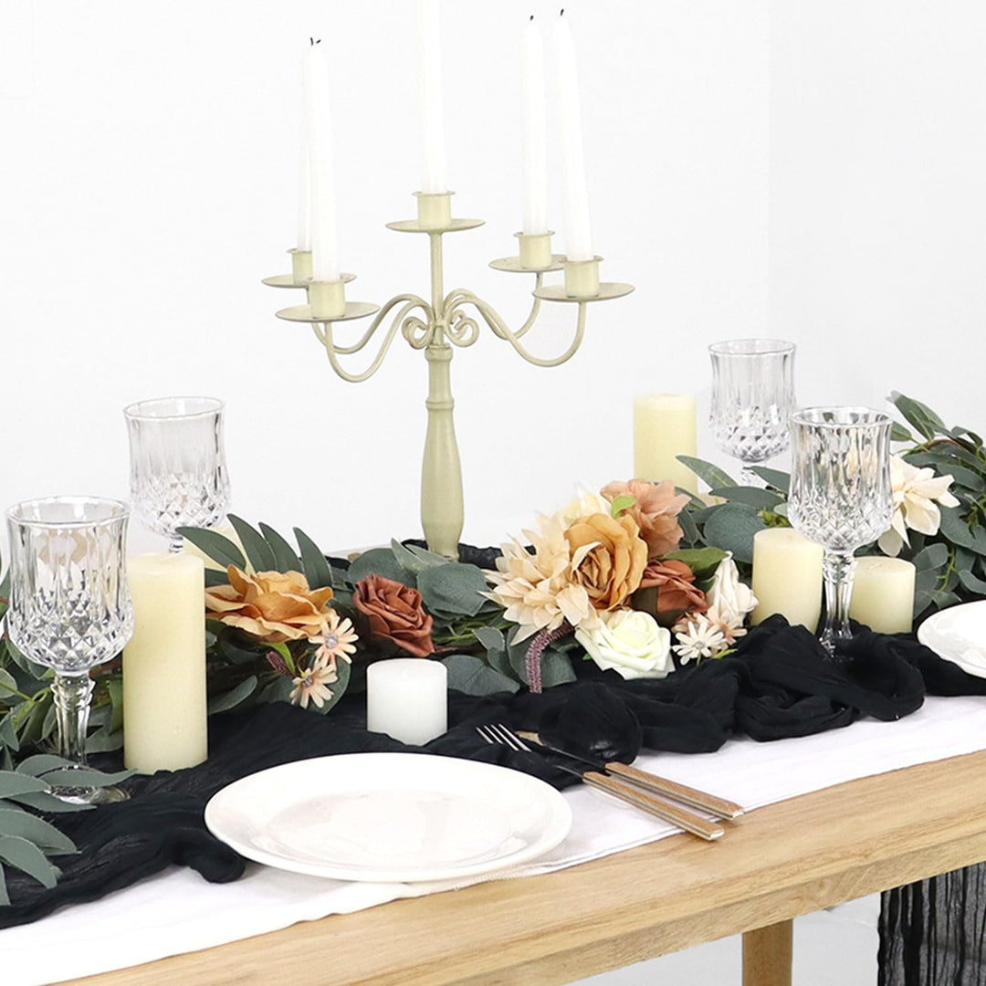 Cheesecloth Table Runner Black 36x120 Inches Gauze Table Runner Cheese Clothes Table Runner Rustic Cheesecloth Table Cloth for Wedding Boho Centerpieces for Tables Black Halloween Party Decoration