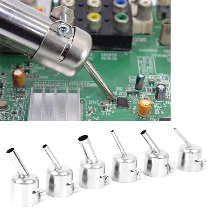 Heat Gun Resisting Nozzles, 6Pcs Oblique Nozzle, 861DW Hot Air Gun Soldering Station Accessories, for The Traditional 850850A 852852D 852D + 950 and Air Pump Type Hot Air Desoldering Station