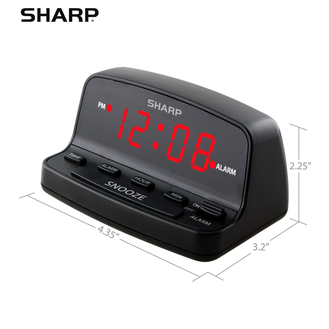 Sharp Digital Alarm Clock with Keyboard Style Controls,