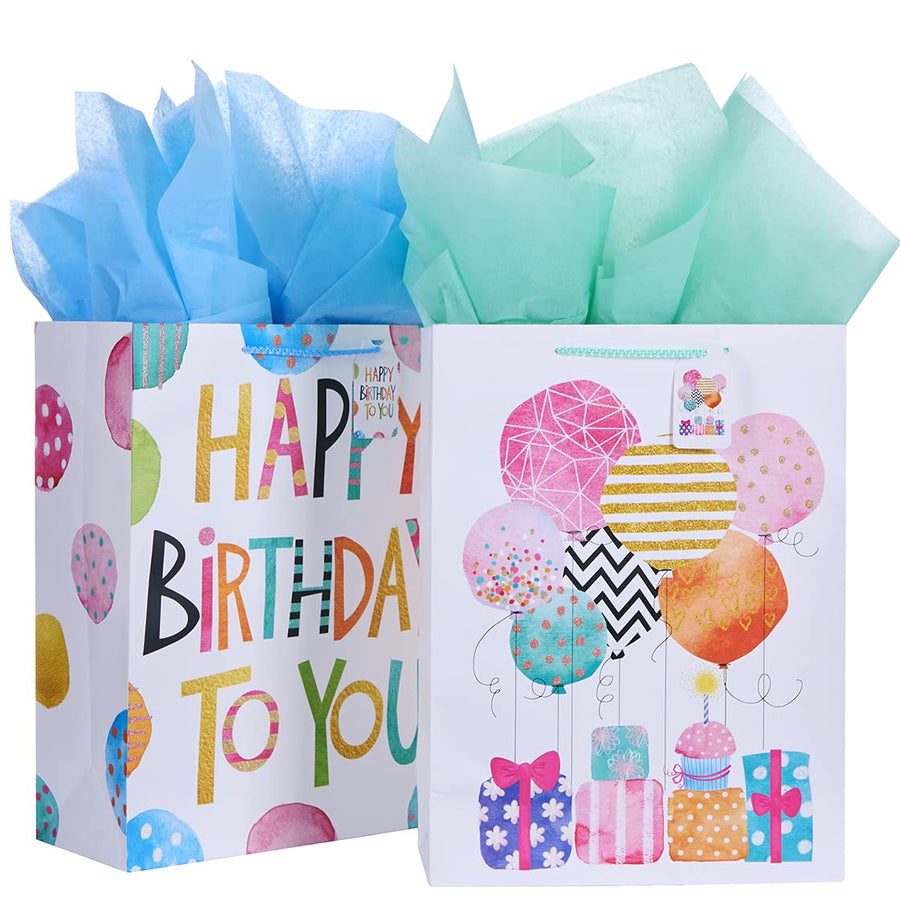 16.5 Extra Large Gift Bags for Birthdays Party with Tis