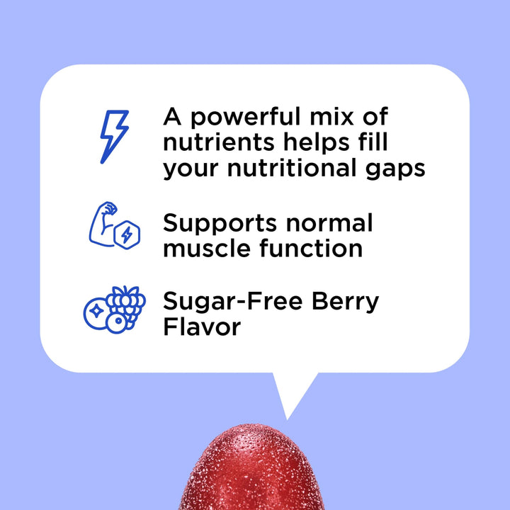 OH MY VIT! for Ellos Men’s Multivitamin Gummy with Vitamins C, E, and Zinc, Sugar Free Berry Flavor, 60 Count