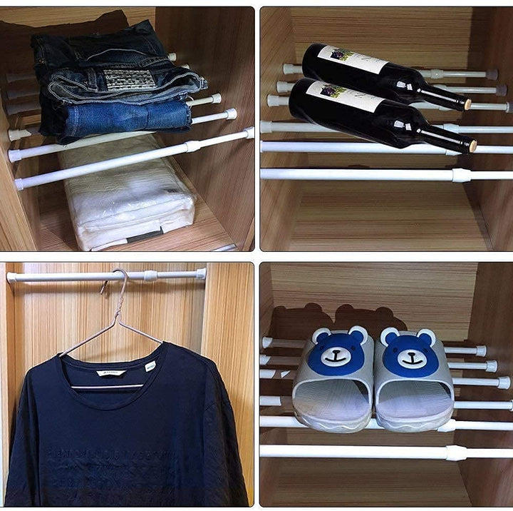 6 Pack Cupboard Bars Adjustable Spring Tension Rods White Refrigerator Bar Extendable Rod for DIY Projects, 15.7 to 28 Inches