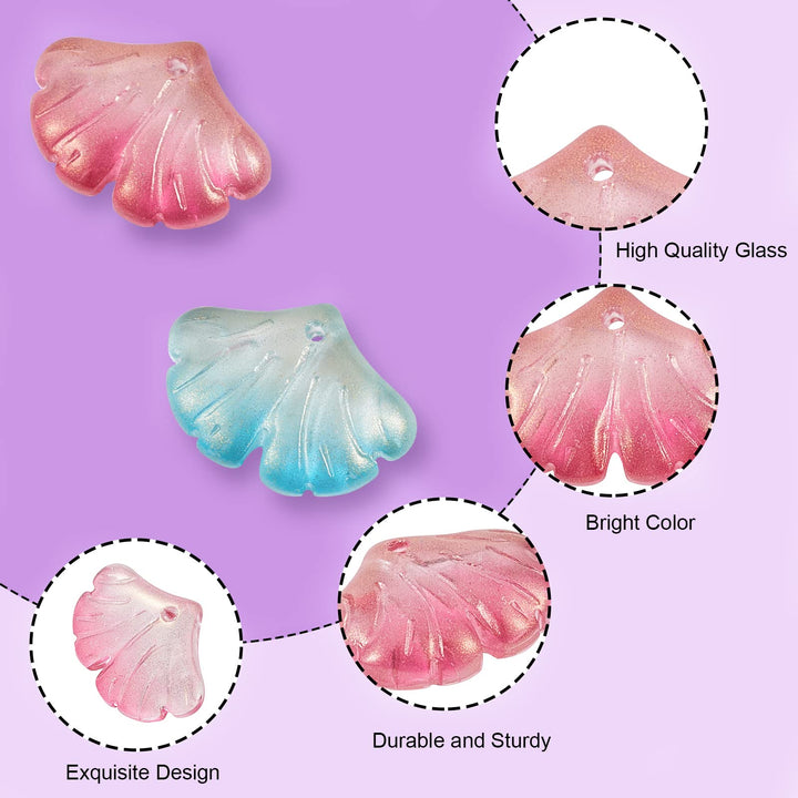 100pcs Glass Transparent Leaf Charms Clear Crystal Leaf Charms Colorful Leaf Charms for Jewelry Making Bulk