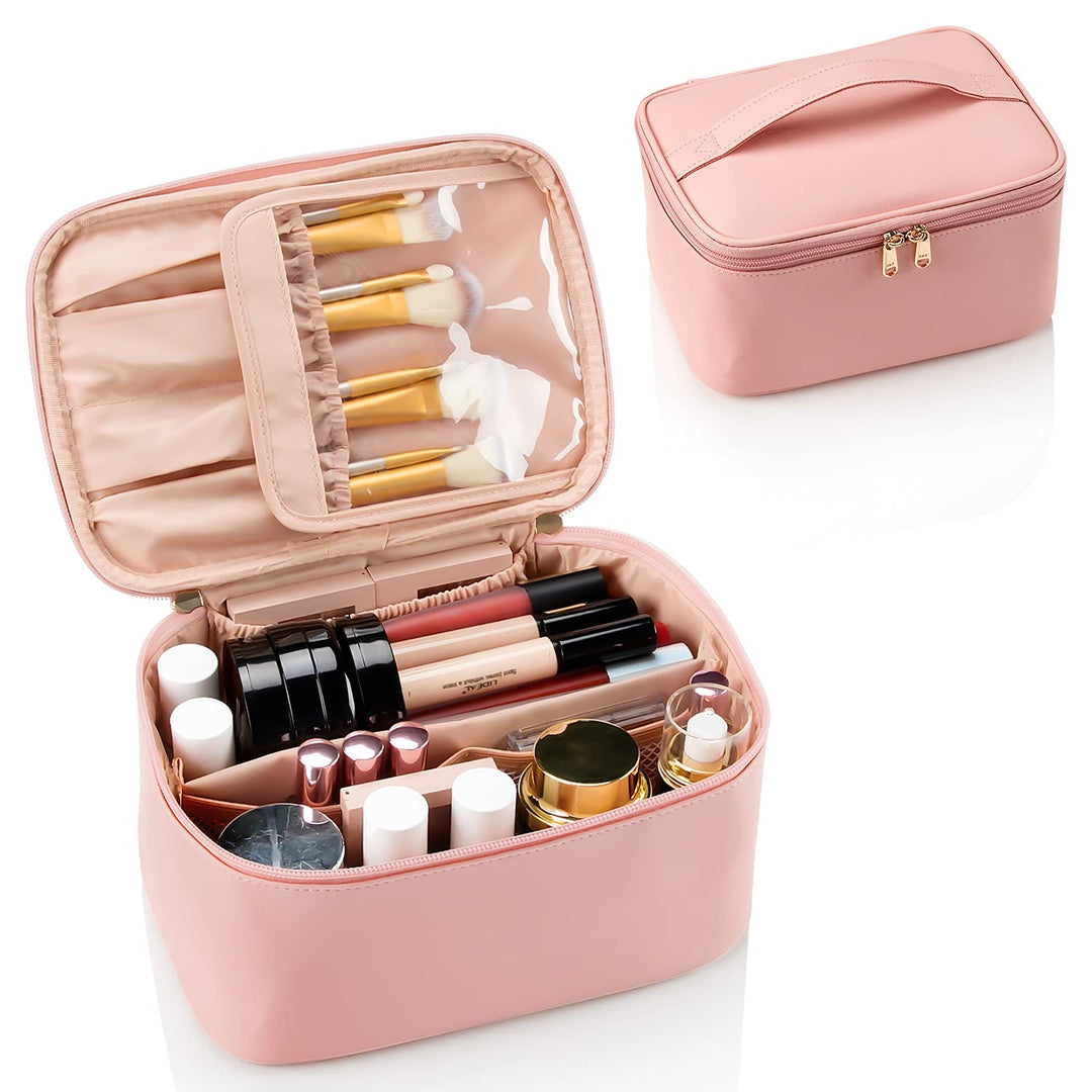 OCHEAL Pink Makeup Bag,Travel Makeup Organizer Bag, Lar