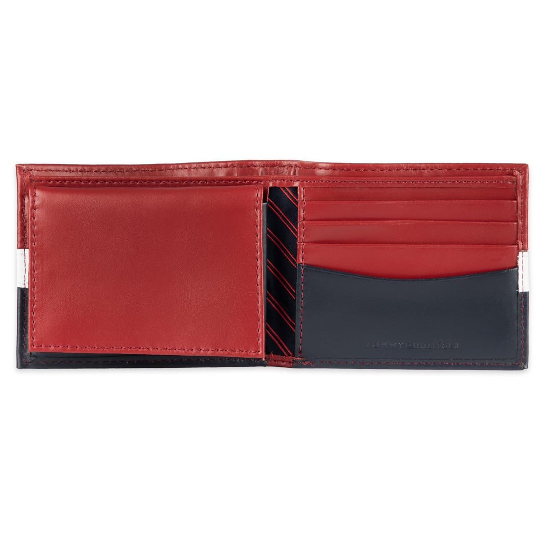 Men&#39;s Leather Wallet - RFID Blocking Slim Thin Bifold with Removable Card Holder and Gift Box, Red/Navy
