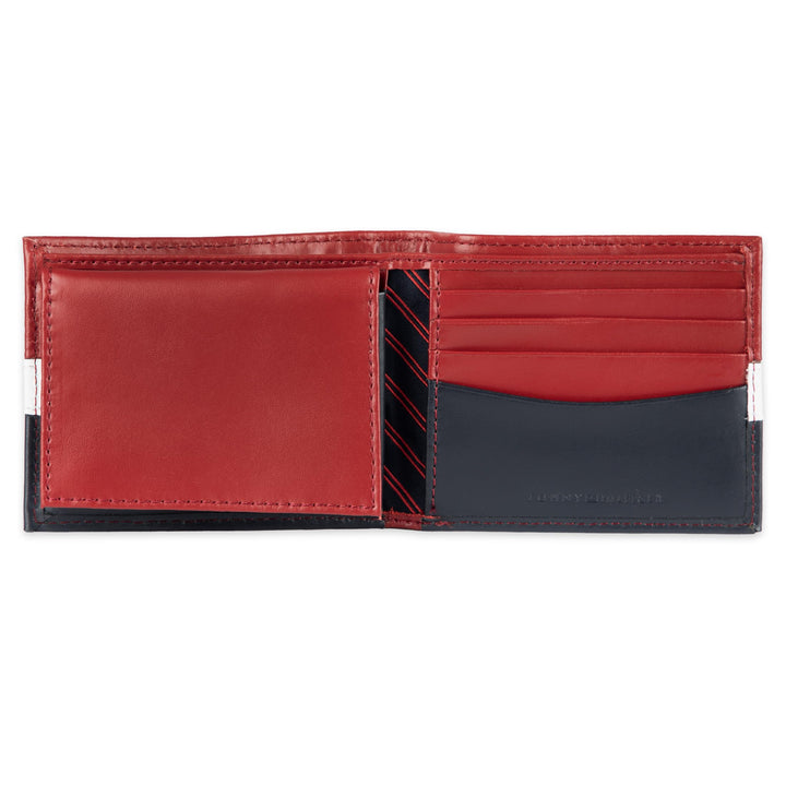 Men&#39;s Leather Wallet - RFID Blocking Slim Thin Bifold with Removable Card Holder and Gift Box, Red/Navy