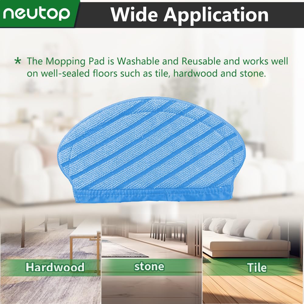 Replacement Microfiber Mopping Pads Compatible with Ecovacs Deebot OZMO T5, N7, 920, 950 Robot Vacuums, 12-Pack.