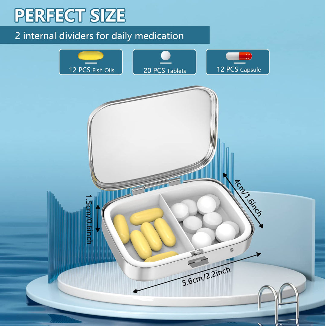 Pill Box 2 Compartment Medicine Pill Case,Portable Pill