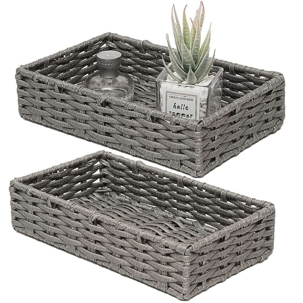 HOSROOME Wicker Bathroom Storage Organizer Tray Toilet 